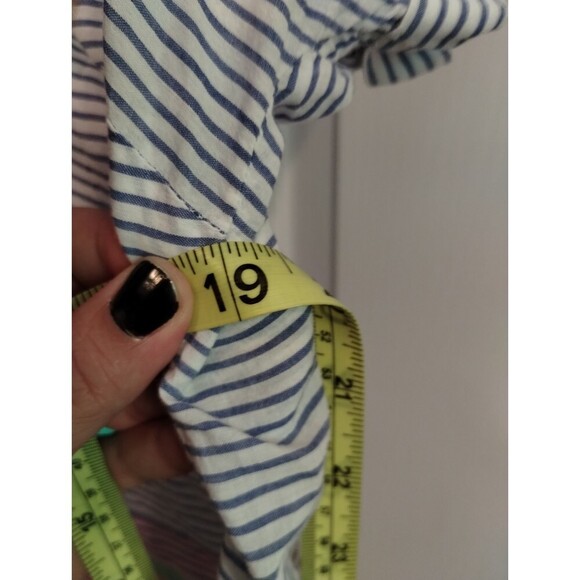 Talbots Blue and white light weight color block blouse - Picture 5 of 6